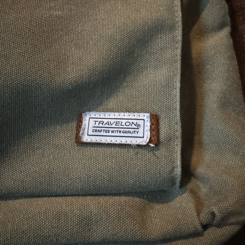 TRAVELON Olive Green Canvas Crossbody Bag Unisex